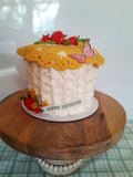 Cake, STRAWBERRY themed cake, birthday cake, 6, 8,or10 inch cake with strawberry motif,