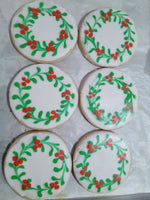 Christmas wreath cookies, sugar cookies, holiday cookies, 1 dozen, 12 cookies