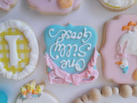 Cake and 1 dozen decorated themed sugar cookies, custom order, one silly Goose themed