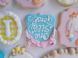 Cake and 1 dozen decorated themed sugar cookies, custom order, one silly Goose themed