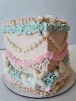 Cake,  beach themed Heart cake 6” Cake with buttercream frosting in heart shape