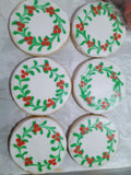 Christmas wreath cookies, sugar cookies, holiday cookies, 1 dozen, 12 cookies