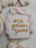 One Golden Year, cookie order , 1 dozen custom cookies