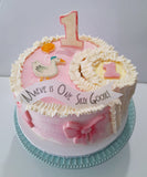 Cake 8" round birthday cake with  One Silly Goose themed