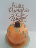 little pumpkin on the way cake topper, gold glitter