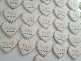 Custom Wedding Cookie Order, engagement cookies, heart cookies, 1 dozen custom cookies