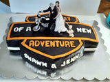 Custom motorcycle themed wedding cake (topper not included)