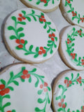 Christmas wreath cookies, sugar cookies, holiday cookies, 1 dozen, 12 cookies