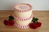 Cake, Valentines themed, no red dye 8 inch cake, natural food dye