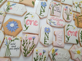 Wildflower Custom Cookie Order, 1 dozen custom cookies, Wild and one-derful themed