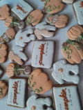 Baby shower “a little pumpkin is on the way” Fall themed baby shower COOKIES  royal icing DECORATED -COOKIES