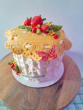 Cake, STRAWBERRY themed cake, birthday cake, 6, 8,or10 inch cake with strawberry motif,