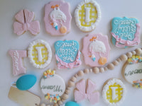 Cake and 1 dozen decorated themed sugar cookies, custom order, one silly Goose themed