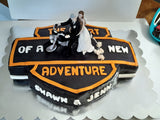 Custom motorcycle themed wedding cake (topper not included)