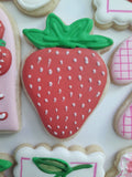 Custom Cookie Order strawberry themed cookies, 1 dozen custom cookies