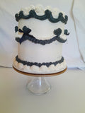 CAKE, birthday cake, round cake, cake, simple vintage look, white with black details