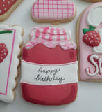 Custom Cookie Order strawberry themed cookies, 1 dozen custom cookies