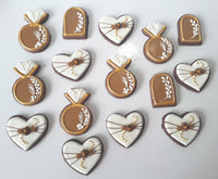 Boho Bridal/ wedding brown and white with Gold accents COOKIES  royal icing DECORATED -COOKIES