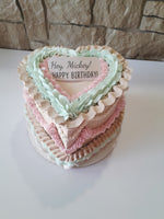 CAKE, birthday cake, heart cake, 6 inch vintage style cake