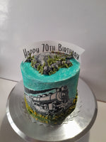 Birthday cake, train cake, railway steam engine themed, 6 inch round