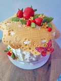 Cake, STRAWBERRY themed cake, birthday cake, 6, 8,or10 inch cake with strawberry motif,