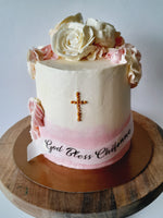 CAKE pink First Communion cake 8 inch round or 6 inch round