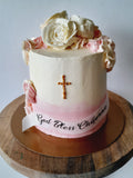 CAKE pink First Communion cake 8 inch round or 6 inch round