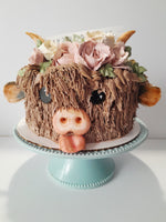 Cake, birthday cake, Cow themed Cake 8 inch buttercream covered