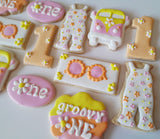 groovy one cookie set, first birthday cookies, by 23sweets.com