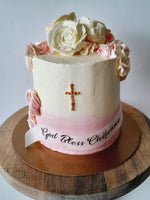 CAKE pink First Communion cake 8 inch round or 6 inch round