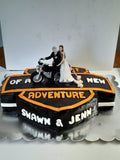 Custom motorcycle themed wedding cake (topper not included)