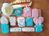 Cookies 1 dz OB themed cookies, obstetrician, Obstetrics, birth of child, cookie set