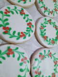 Christmas wreath cookies, sugar cookies, holiday cookies, 1 dozen, 12 cookies