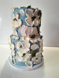 Floral impressionistic CUSTOM WEDDING CAKE, flower palette knife style cake.