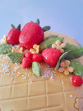 Cake, STRAWBERRY themed cake, birthday cake, 6, 8,or10 inch cake with strawberry motif,