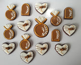 Boho Bridal/ wedding brown and white with Gold accents COOKIES  royal icing DECORATED -COOKIES