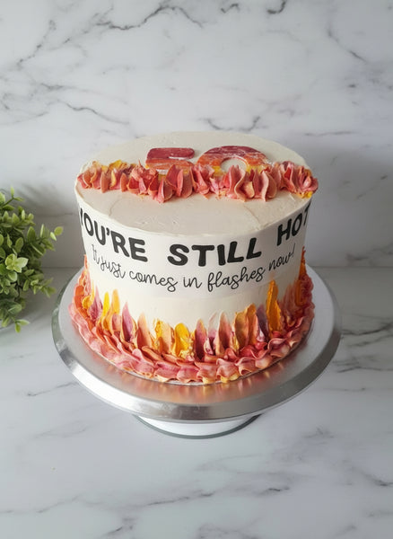 50th birthday cake, menopause cake, STILL HOT cake