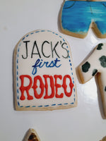 COOKIES, First Rodeo birthday cookies, 1 dozen custom cookies , COOKIES  royal icing DECORATED COOKIES