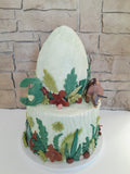 Cake, 8 inch, Dino cake, hidden surprize buttercream,with fondant details