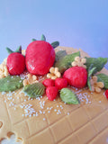 Cake, STRAWBERRY themed cake, birthday cake, 6, 8,or10 inch cake with strawberry motif,