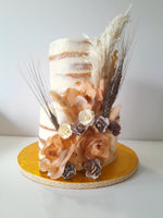 BOHO WEDDING CAKE, 2 TIER Floral cake 8"/6" tiers, wedding BOHO STYLE, rustic cake  round, buttercream covered