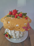 Cake, STRAWBERRY themed cake, birthday cake, 6, 8,or10 inch cake with strawberry motif,