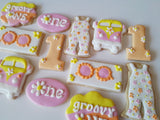 groovy one cookie set, first birthday cookies, by 23sweets.com