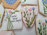 Wildflower Custom Cookie Order, 1 dozen custom cookies, Wild and one-derful themed