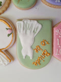 Cookies Bridal/ wedding pink , sage green with gold accents floral, wildflowers,  COOKIES  royal icing DECORATED -COOKIES)