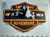 Custom motorcycle themed wedding cake (topper not included)