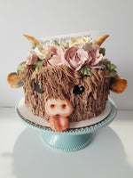 Cake, birthday cake, Cow themed Cake 8 inch buttercream covered