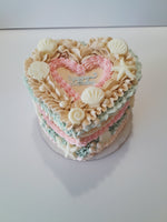 Cake,  beach themed Heart cake 6” Cake with buttercream frosting in heart shape