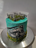 Birthday cake, train cake, railway steam engine themed, 6 inch round