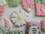 Cookies, garden spring flower set baby shower cookies, 1 dozen, baby shower,